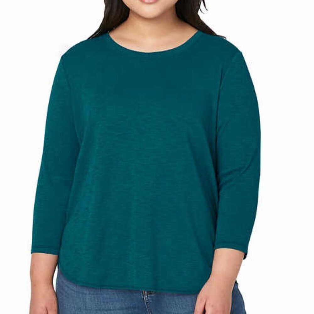 NWT – Kirkland Signature Ladies' Teal Slub Tee – Size S
